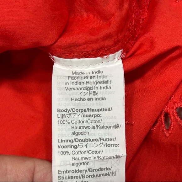 NWT J. Crew Womens Size 6 Red Long Sleeve Eyelet Top - Picture 10 of 10